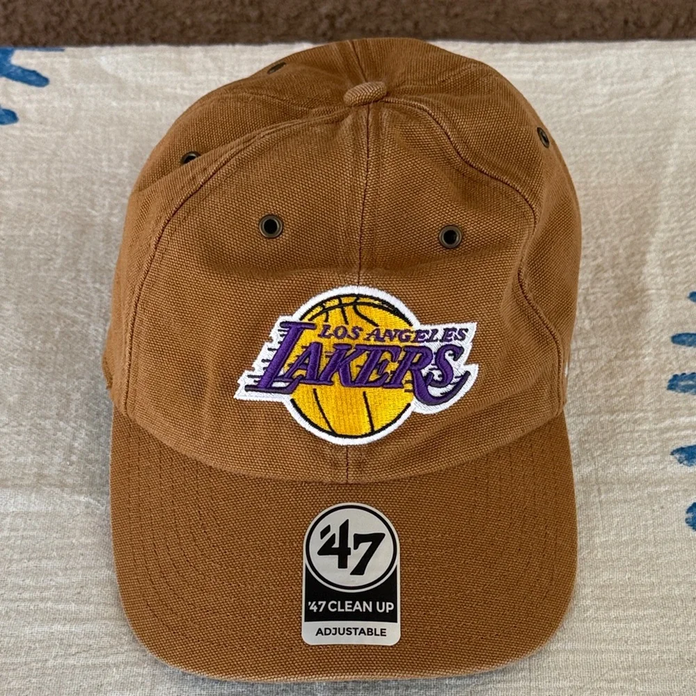 Los Angeles Lakers NBA ‘47 Brand Carhartt Brown Clean Up Adjustable Hat - Picture 1 of 13